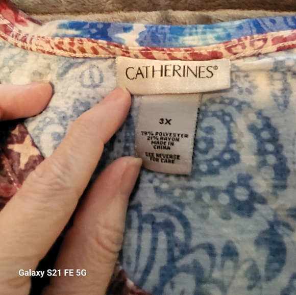 CATHERINE'S SPARKLING RHINESTONE WOMEN'S MULTI-COLOR SHIRT 3X - Picture 2 of 4